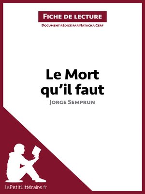 cover image of Le Mort qu'il faut de Jorge Semprun (Fiche de lecture)